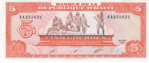 5 Gourdes p255 1989 Haiti